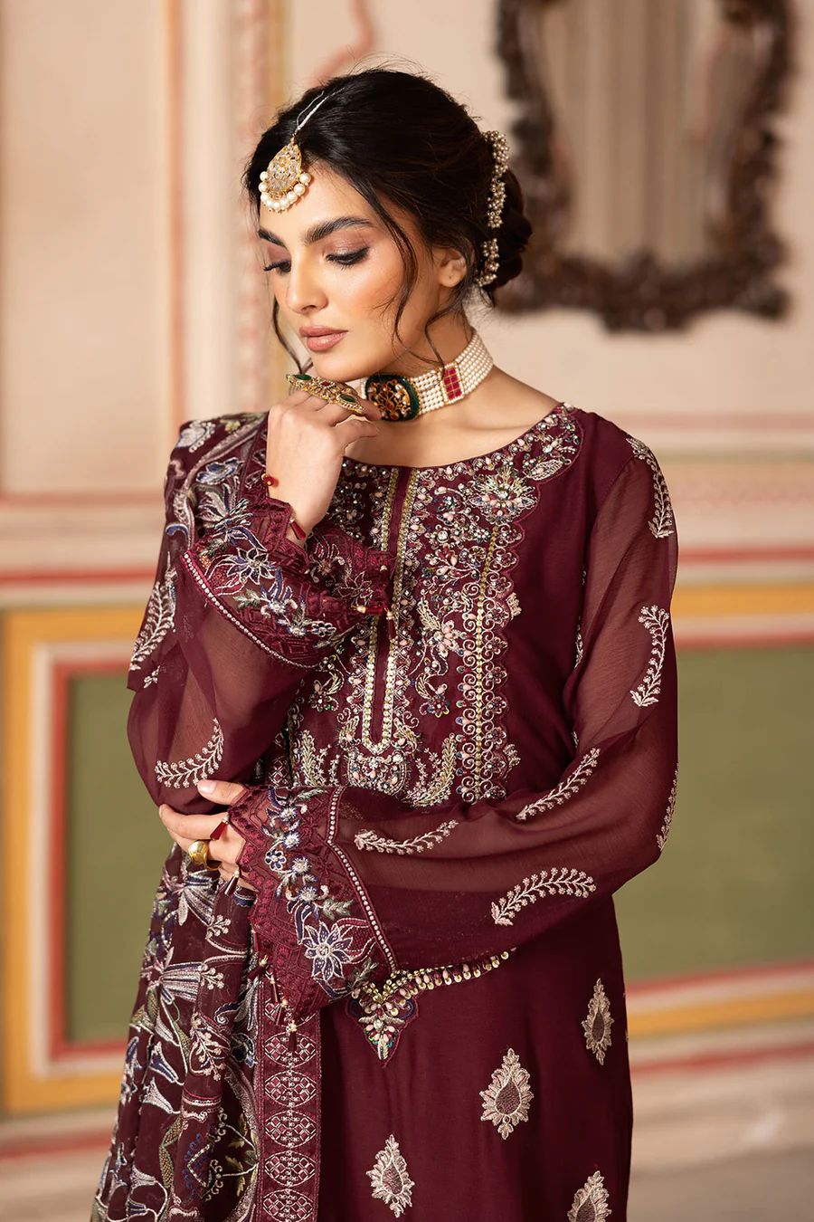 Ramsha - Semi Pure Embroidered Chiffon Suit - Image 3