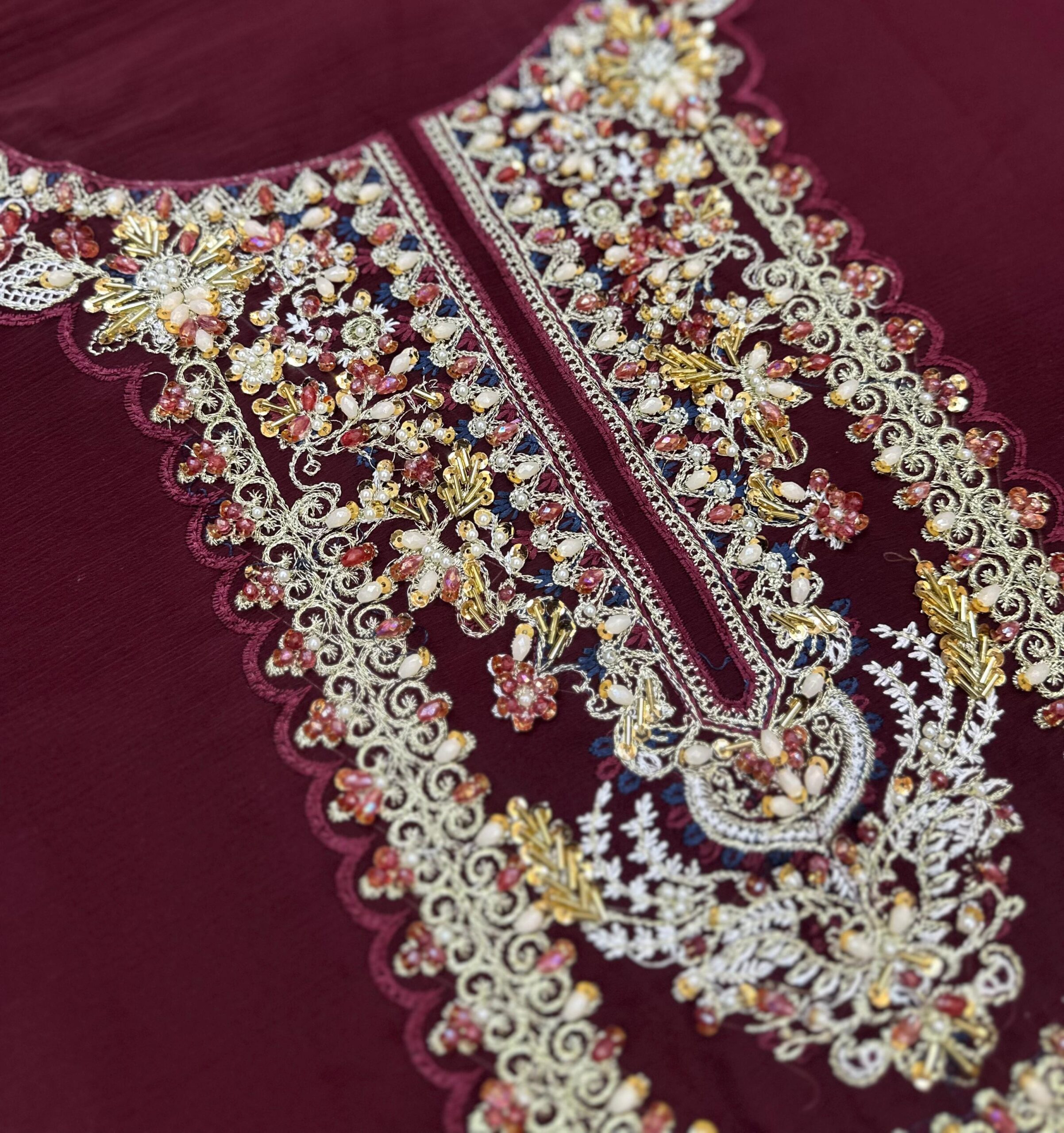 Ramsha - Semi Pure Embroidered Chiffon Suit - Image 9