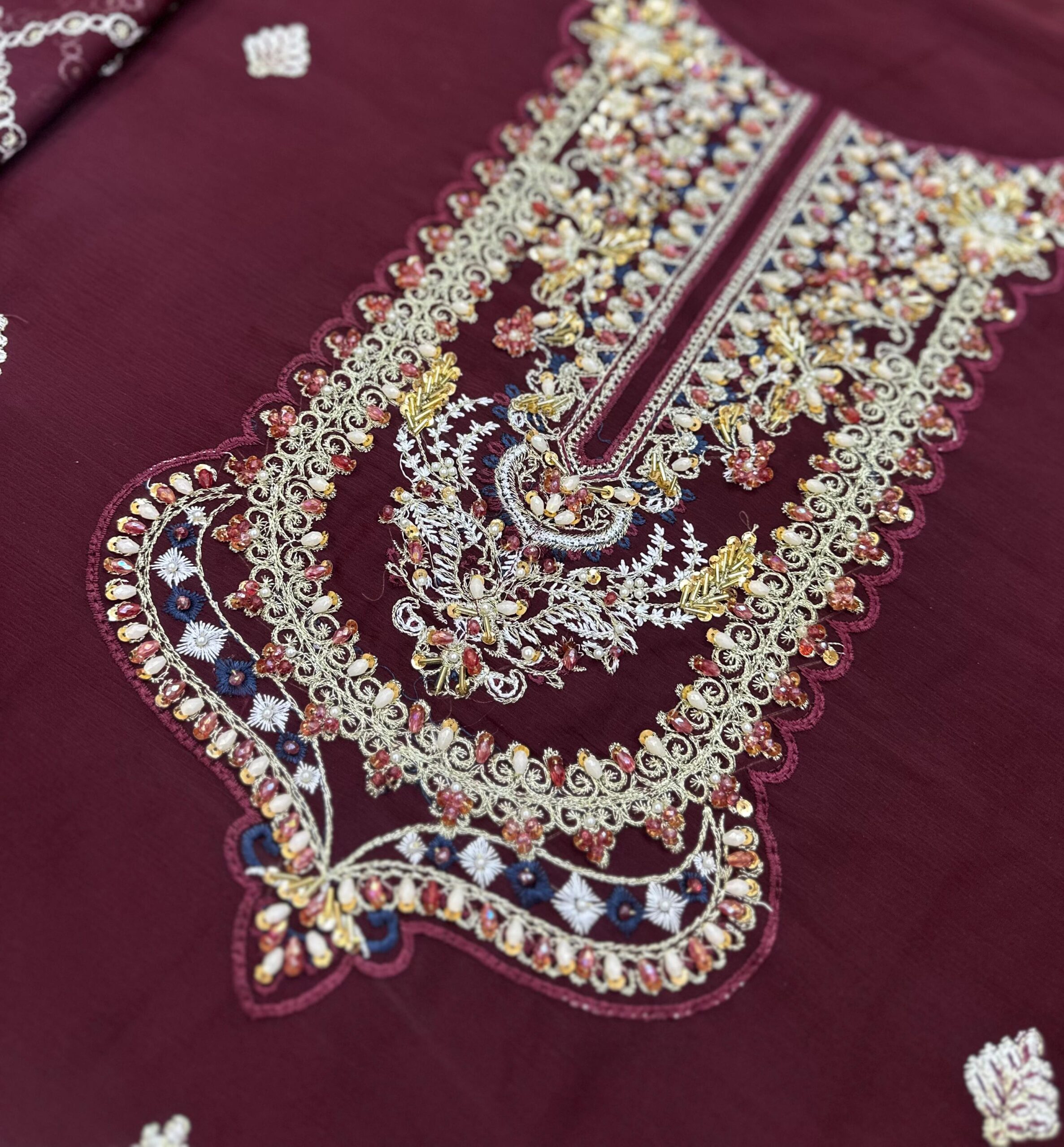 Ramsha - Semi Pure Embroidered Chiffon Suit - Image 11