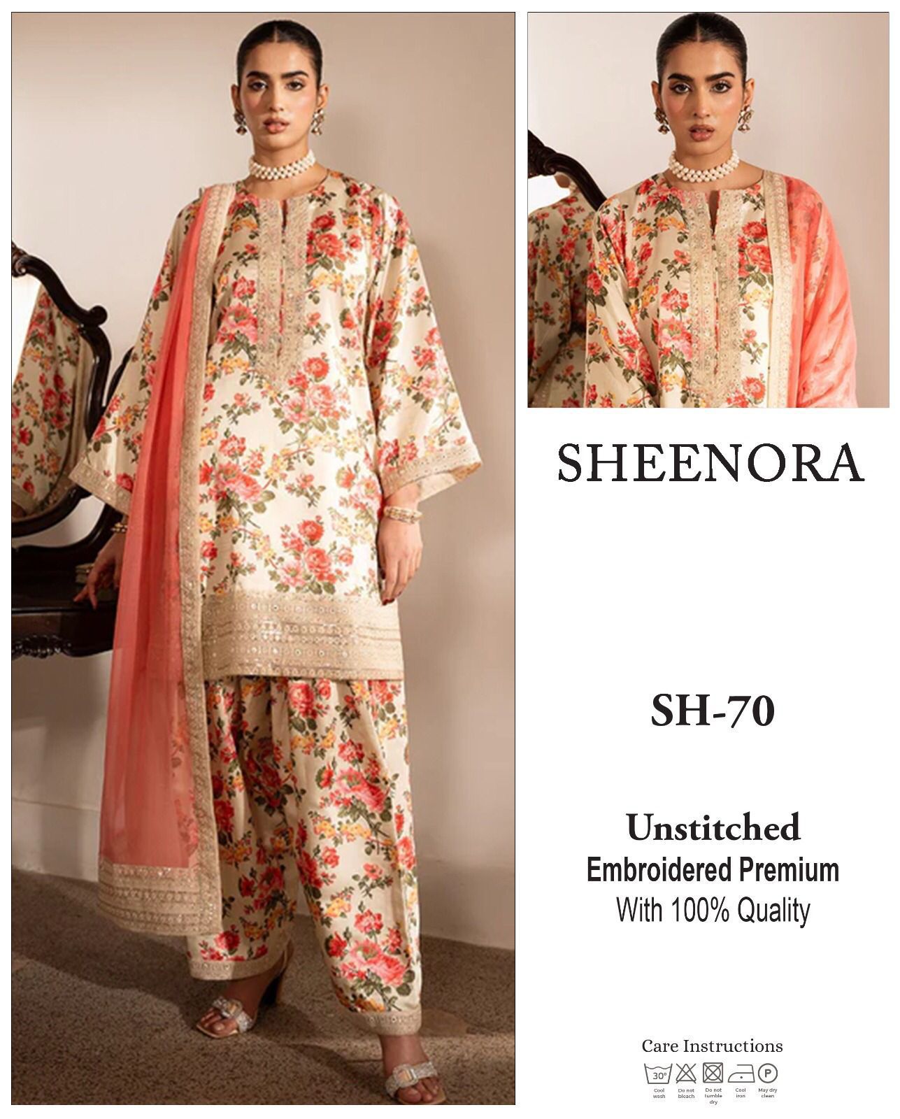 Sheenora - Digital Print Silk Embroidered Suit