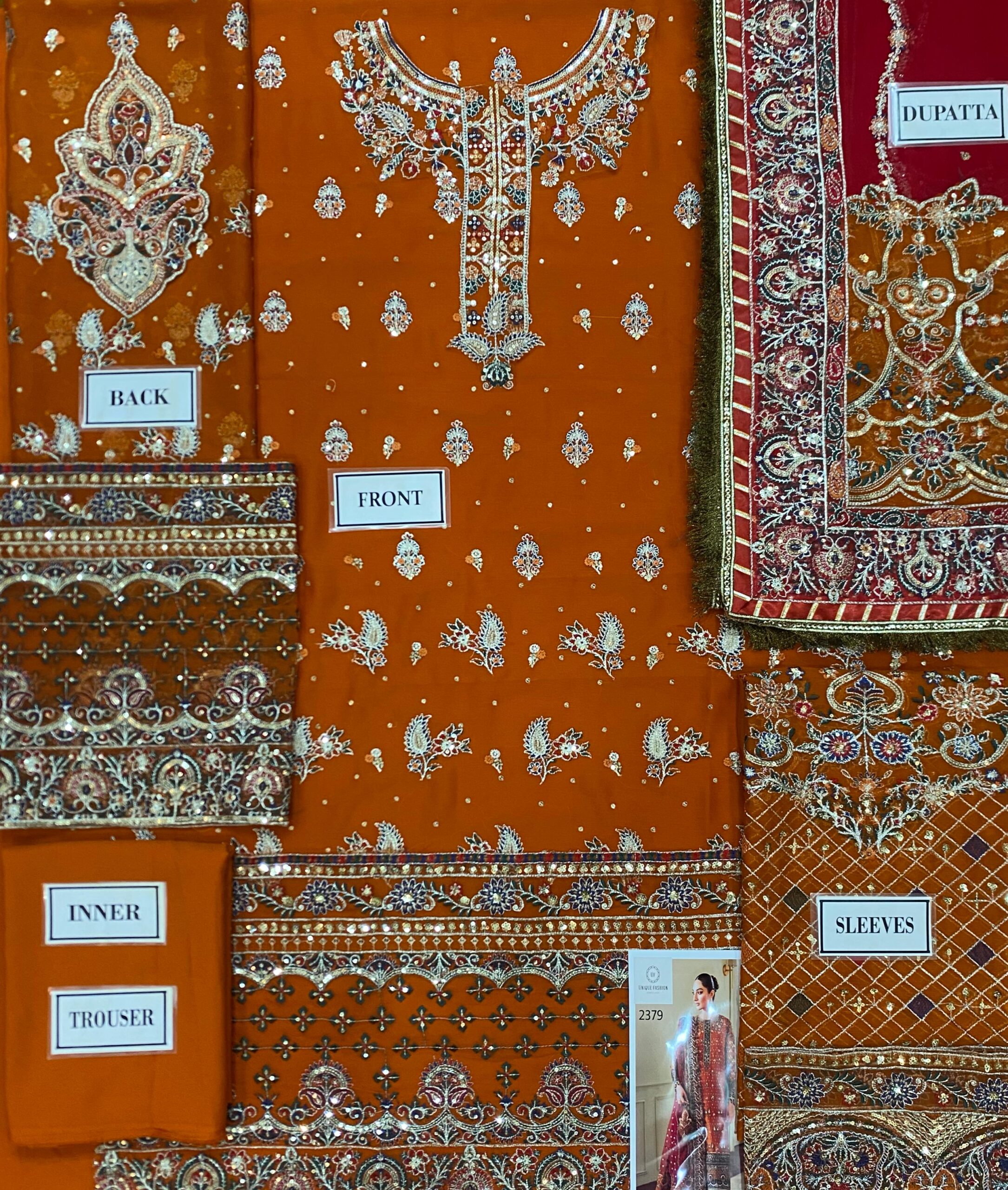 Baroque - Semi Pure Embroidered Chiffon Suit - Image 4