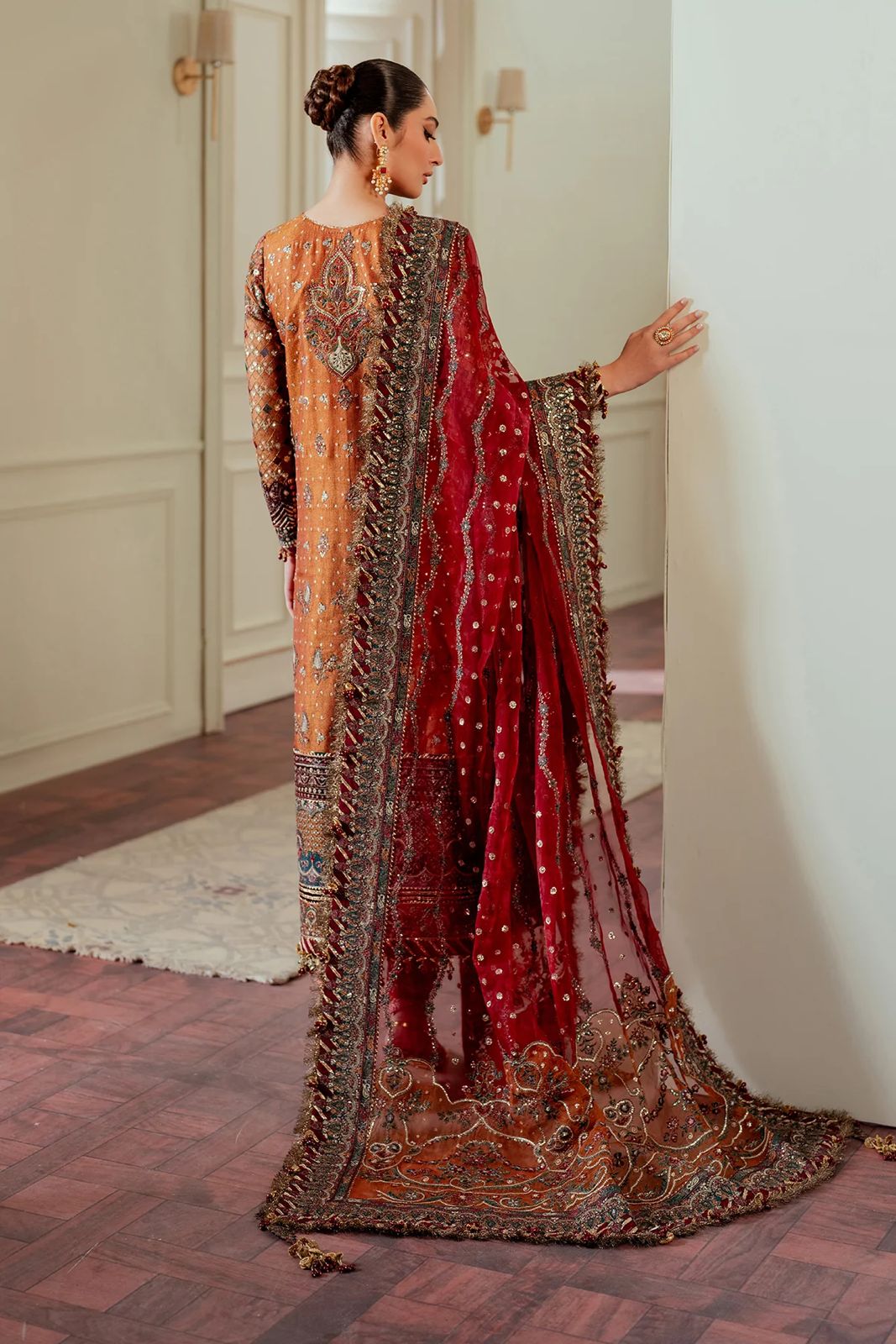 Baroque - Semi Pure Embroidered Chiffon Suit - Image 3