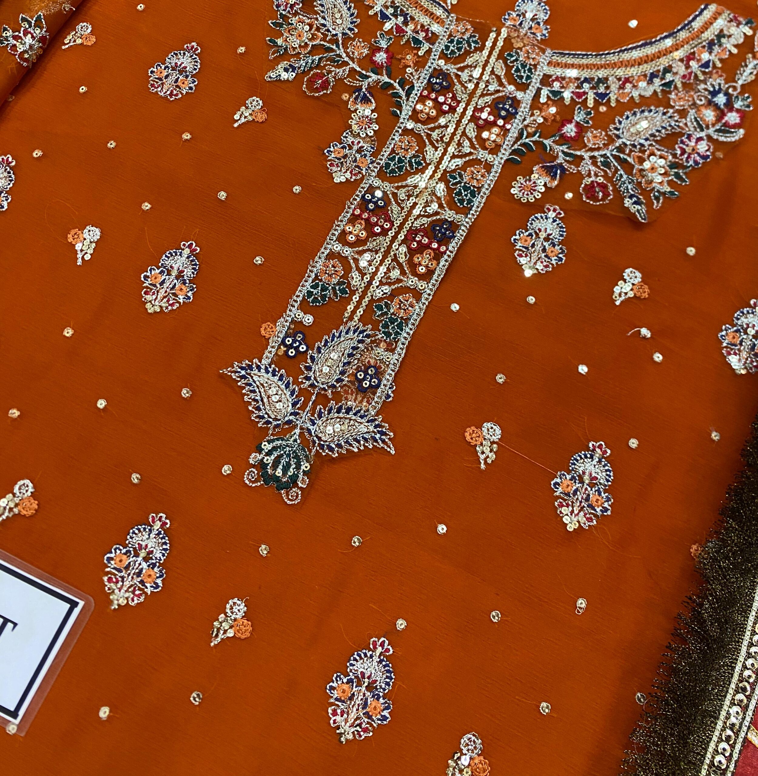 Baroque - Semi Pure Embroidered Chiffon Suit - Image 7