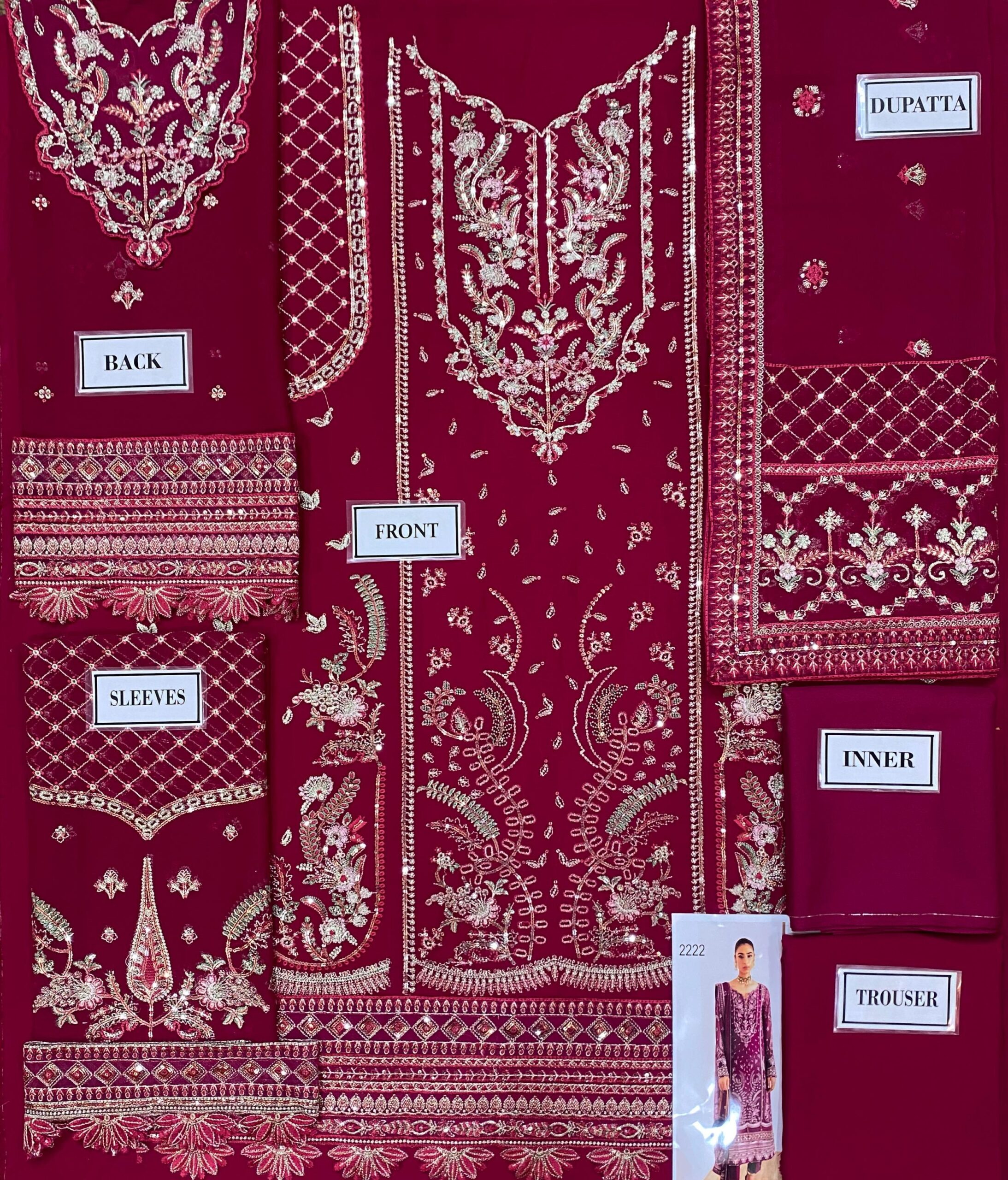 Gulaal - Embroidered & Sequined Chiffon Suit - Image 5